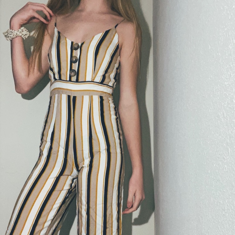 Derek heart striped jumpsuit.